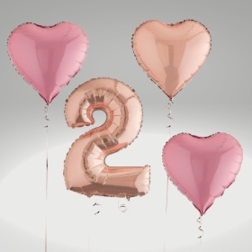 2nd Birthday Number & Hearts Bunch